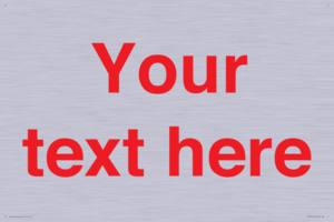 Custom blank information sign. Red text, plain background